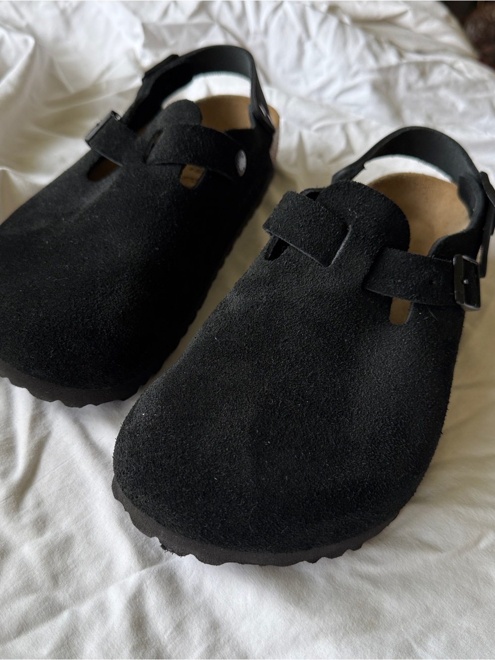 Tokio Birkenstock Black Suede Adjustable Strap Clog Sandals